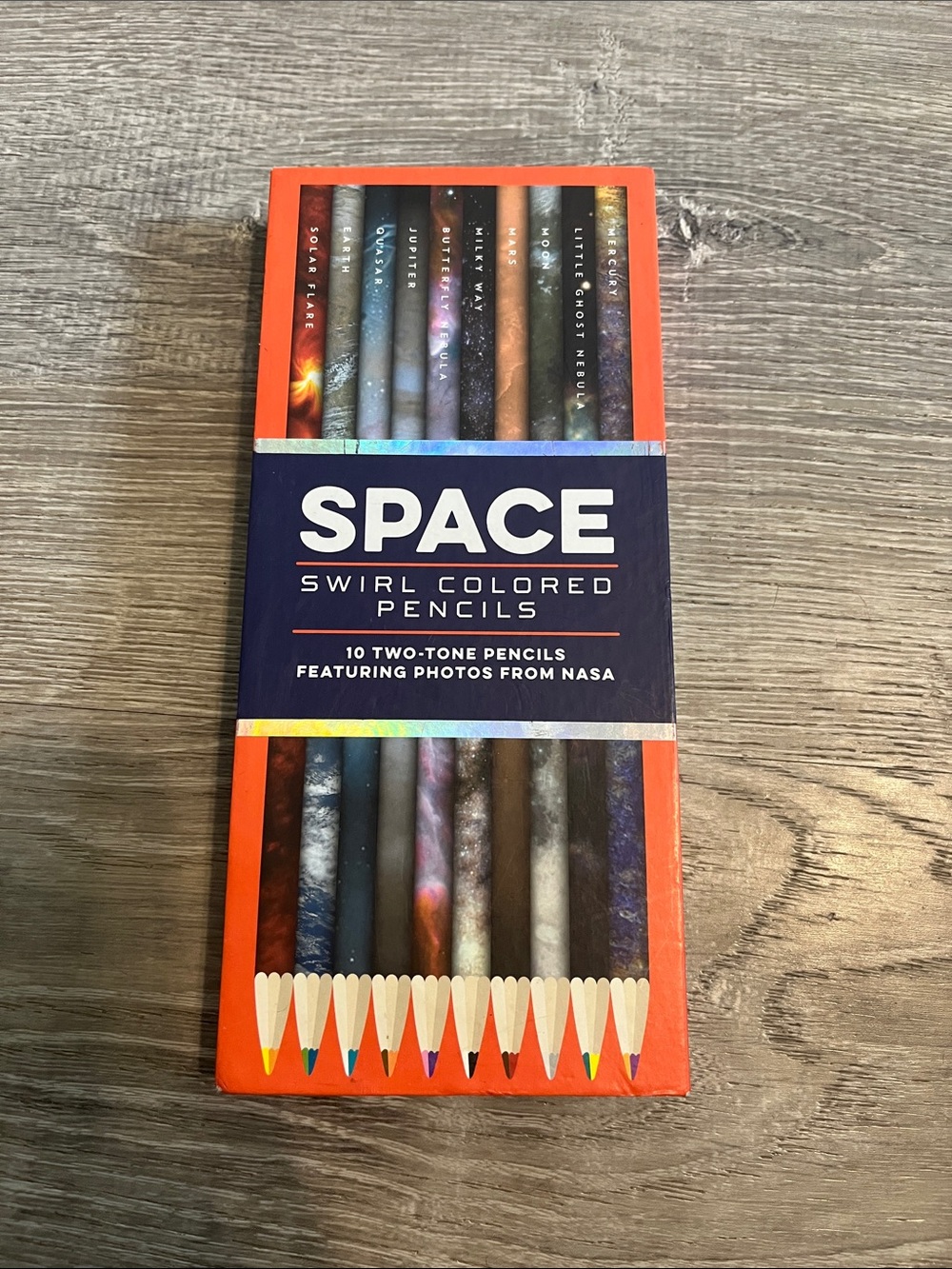 Chronicle Books Galaxy Swirl Colored Pencils — Blue, Red, Black, White